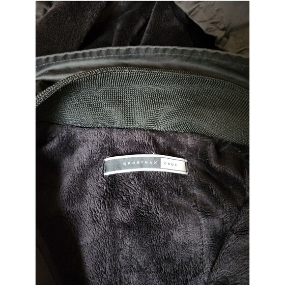 Max Mara Sportmax Code Womens 12 Black Calf Length Utility Hooded Trench Coat - Picture 5 of 12